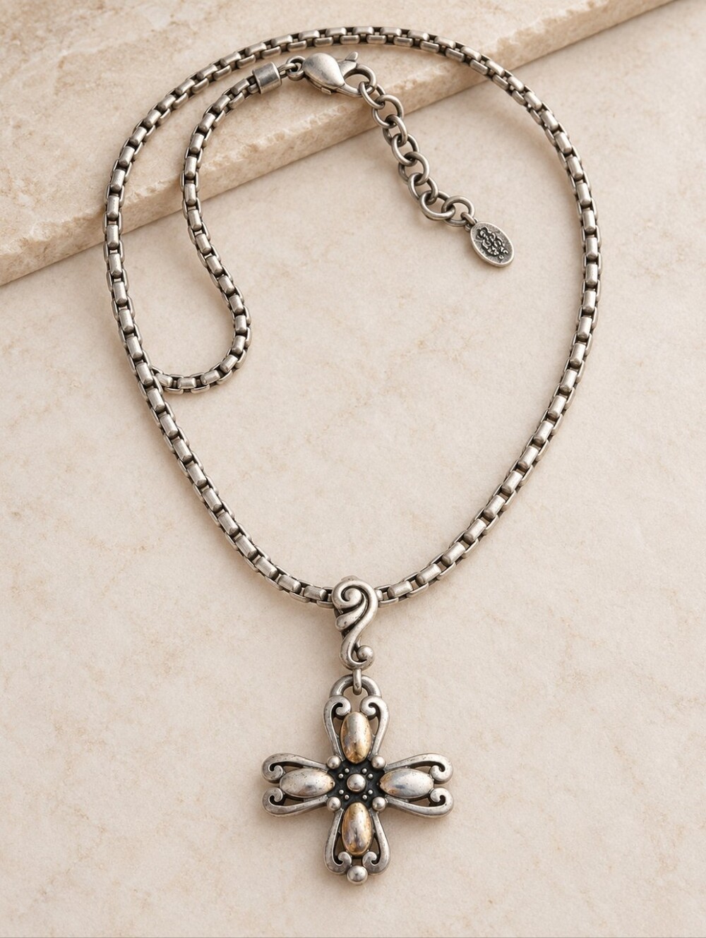 Premier Designs Deborah Cross Pendant Necklace Silver Tone Ornate Scrollwork